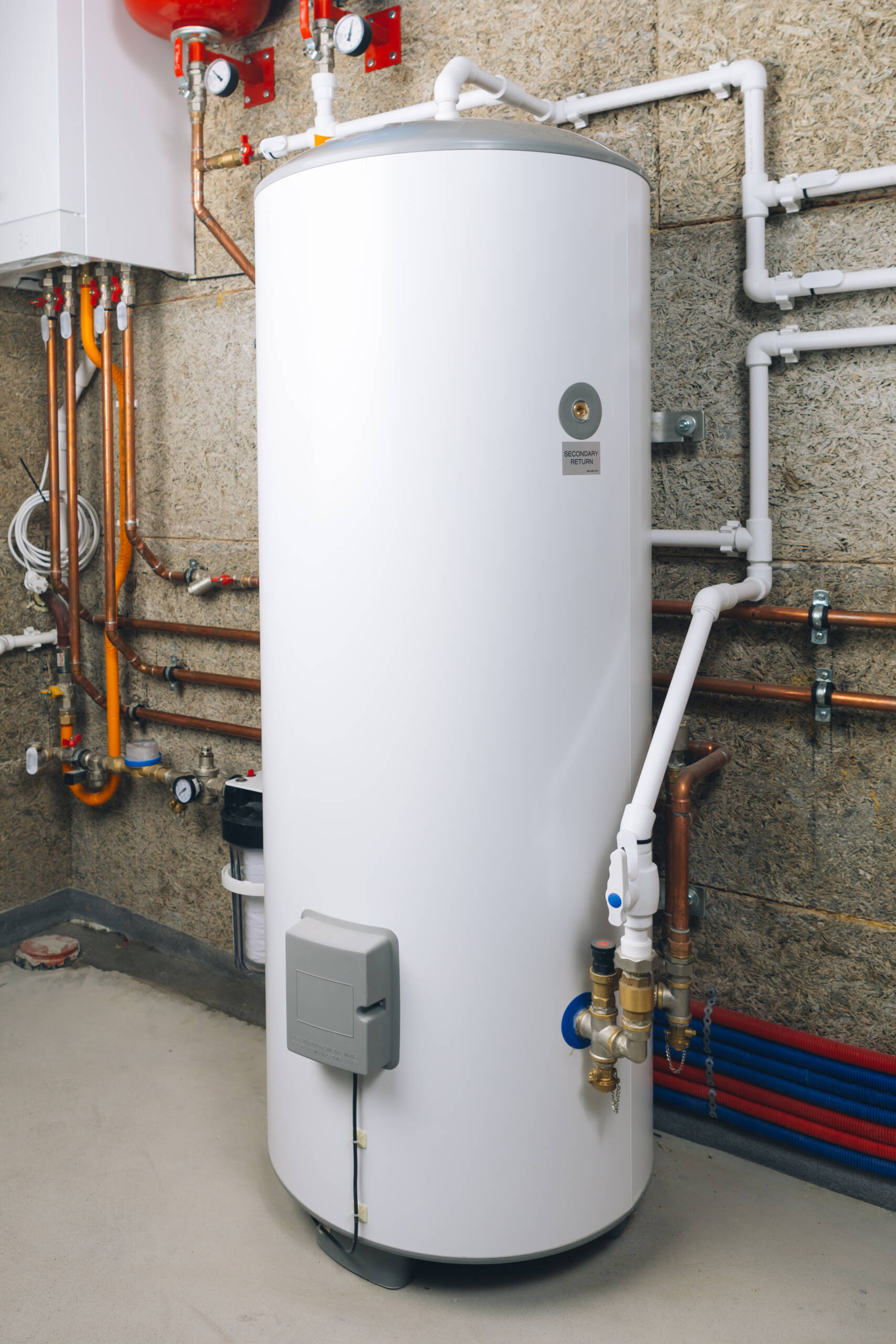 Photo of a white hot water tank
